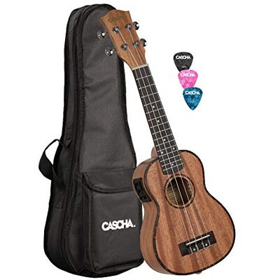 Cascha Ukelele soprano de caoba izquierda (incluye bolsa acolchada, 3 púas) Cascha Ukelele soprano de caoba izquierda (incluye bolsa acolchada, 3 púas)