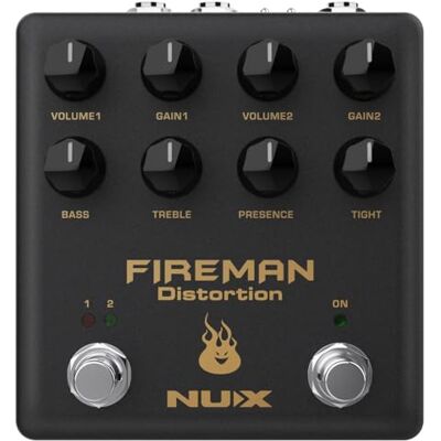 NUX Pedal de efecto de distorsión de bombero, sonido marrón de doble canal, 2 ganancias independientes, perillas de volumen, E/S, interruptor de palanca BF/TB, conector CC de 9 V NUX Pedal de efecto de distorsión de bombero, sonido marrón de doble canal, 2 ganancias independientes, perillas de volumen, E/S, interruptor de palanca BF/TB, conector CC de 9 V