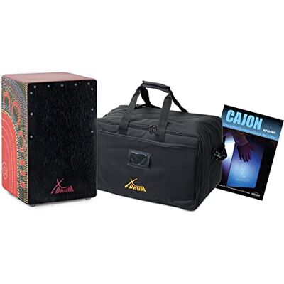 XDrum Design Series Cajon "Flower" Set incl. Bolsa + Escuela, Cajón Cajón de diseño pintado a mano con flores Dot Art, Puerto de bajo integrado, Cuerpo: HPL (High Pressure Laminate), 5 cm, 6 kg XDrum Design Series Cajon "Flower" Set incl. Bolsa + Escuela, Cajón Cajón de diseño pintado a mano con flores Dot Art, Puerto de bajo integrado, Cuerpo: HPL (High Pressure Laminate), 5 cm, 6 kg