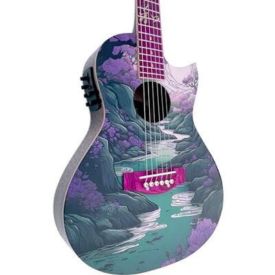 Lindo Ryokou Electro Guitarra acústica de viaje Arte gráfico japonés Tamaño 3/4 (acero) Lindo Ryokou Electro Guitarra acústica de viaje Arte gráfico japonés Tamaño 3/4 (acero)