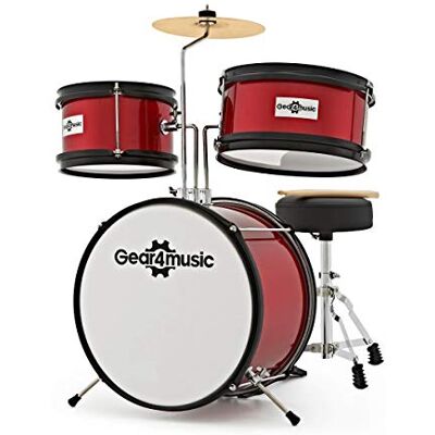 gear4music Batería Infantil , Roja Ideal para Jóvenes Aprendices de 3-6 Años, Taburete Ajustable en Altura, Incluye Caja, Tom, Bombo y Platillo gear4music Batería Infantil , Roja Ideal para Jóvenes Aprendices de 3-6 Años, Taburete Ajustable en Altura, Incluye Caja, Tom, Bombo y Platillo
