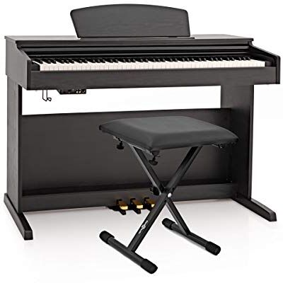 gear4music Piano digital DP-10X de con banco ajustable Matte Black 88 teclas de acción martillo con 3 pedales, metrónomo y 55 canciones demo, altavoces 2x15W gear4music Piano digital DP-10X de con banco ajustable Matte Black 88 teclas de acción martillo con 3 pedales, metrónomo y 55 canciones demo, altavoces 2x15W
