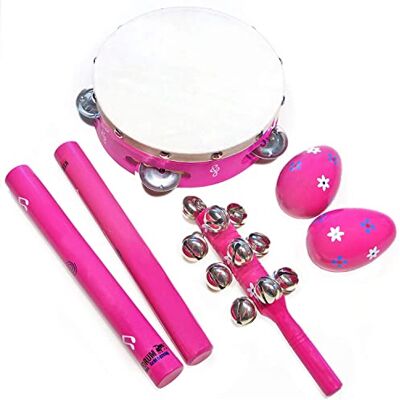 keepdrum KDLT4C Set de percusión (5 piezas), color rosa keepdrum KDLT4C Set de percusión (5 piezas), color rosa