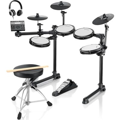 Donner Batería Electrónica, DED-200LITE Kit de Batería Eléctrica para Principiantes con más de 450 Sonidos, USB MIDI Parches de Malla Silenciosos Banqueta Auriculares Baquetas 40 Lecciones de Melodics Donner Batería Electrónica, DED-200LITE Kit de Batería Eléctrica para Principiantes con más de 450 Sonidos, USB MIDI Parches de Malla Silenciosos Banqueta Auriculares Baquetas 40 Lecciones de Melodics