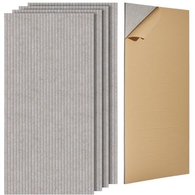 VEVOR Paneles Acústicos Autoadhesivos, 5 uds, 1200 x 600 x 10 mm, Espuma Insonorizada, Fibra Poliéster, Alta Densidad, para el Hogar, Estudio, Oficina, Teatro, Camello, Rayas, Estética y práctica VEVOR Paneles Acústicos Autoadhesivos, 5 uds, 1200 x 600 x 10 mm, Espuma Insonorizada, Fibra Poliéster, Alta Densidad, para el Hogar, Estudio, Oficina, Teatro, Camello, Rayas, Estética y práctica