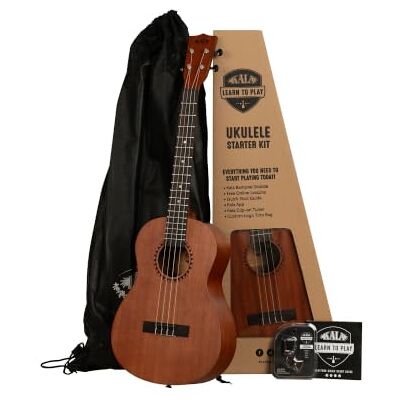 Kala Kit de iniciación oficial de ukelele barítono para aprender a tocar, caoba satinada, incluye lecciones en línea, aplicación de afinador y folleto Kala Kit de iniciación oficial de ukelele barítono para aprender a tocar, caoba satinada, incluye lecciones en línea, aplicación de afinador y folleto
