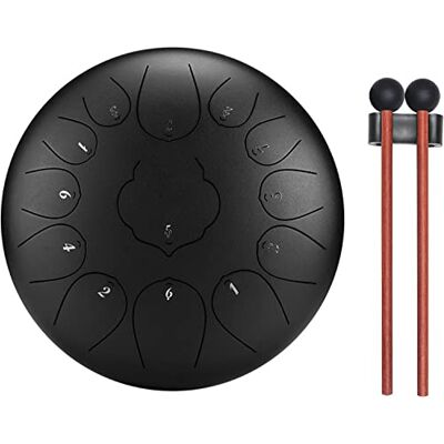 AYCLIF Tambor de Lengua de Acero, 12 Pulgadas 13 Tonos Instrumento De Percusión, con Baquetas, Instrucciones (idioma español no garantizado), Pegatinas, Púas de Dedo y Bolsa de Transporte Negro AYCLIF Tambor de Lengua de Acero, 12 Pulgadas 13 Tonos Instrumento De Percusión, con Baquetas, Instrucciones (idioma español no garantizado), Pegatinas, Púas de Dedo y Bolsa de Transporte Negro