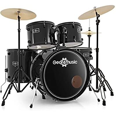 gear4music BDK-1+ Kit de Batería Acústica Completa 5 Piezas para Principiantes Negro Set de Batería para Principiantes 5 Piezas con Platillo Crash/Ride 18" y Brazo de Soporte gear4music BDK-1+ Kit de Batería Acústica Completa 5 Piezas para Principiantes Negro Set de Batería para Principiantes 5 Piezas con Platillo Crash/Ride 18" y Brazo de Soporte