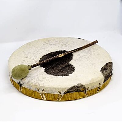 Terré Shaman Drum Diámetro 40 cm tambor de marco redondo piel de cabra BEHA tipo Shaman Drum Incluye Stick Terré Shaman Drum Diámetro 40 cm tambor de marco redondo piel de cabra BEHA tipo Shaman Drum Incluye Stick