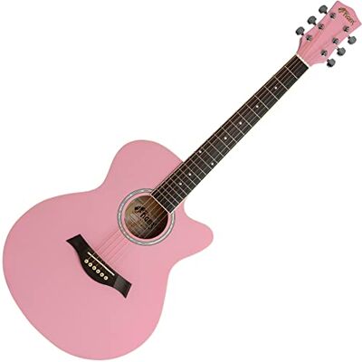 Tiger Guitarra Parlour Acústica de Acero, Rosa Pastel Mate Tiger Guitarra Parlour Acústica de Acero, Rosa Pastel Mate