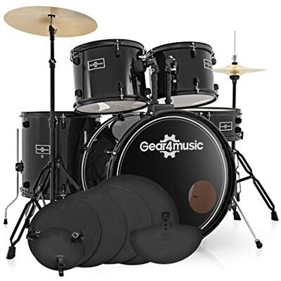 gear4music Batera BDK-1 Tamao Completo + Pack de Prctica, Negro Incluye Almohadillas Silenciadoras para una Práctica Silenciosa, Instalación Simple para Principiantes, Herrajes Robustos gear4music Batera BDK-1 Tamao Completo + Pack de Prctica, Negro Incluye Almohadillas Silenciadoras para una Práctica Silenciosa, Instalación Simple para Principiantes, Herrajes Robustos