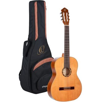 Ortega Guitars 6 String Family Series 3/4 Size Nylon Classical Guitar w/Bag, Right, Cedar Top-Natural-Gloss, () Ortega Guitars 6 String Family Series 3/4 Size Nylon Classical Guitar w/Bag, Right, Cedar Top-Natural-Gloss, ()