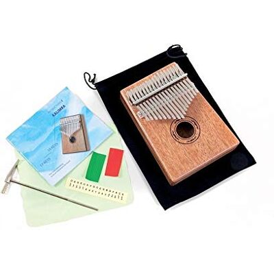 GEWA Kalimba piano de pulgar caoba, motivo tribal, 17 cañas de acero, afinable, incl. borsa, martillo de afinar, manual GEWA Kalimba piano de pulgar caoba, motivo tribal, 17 cañas de acero, afinable, incl. borsa, martillo de afinar, manual