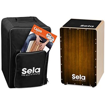 sela SE 129 EN Cajón con mochila, cajón pad y método de cajón en inglés y CD/DVD, color marrón sela SE 129 EN Cajón con mochila, cajón pad y método de cajón en inglés y CD/DVD, color marrón