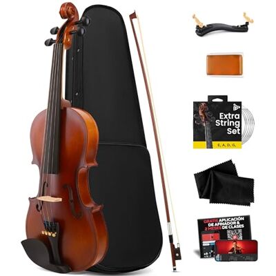 Pyle violin 1/4, Set para principiante y niños, 18.7”, Con estuche, Reposabrazos ergonomico, Afinador digital, Cuerdas adicionales Pyle violin 1/4, Set para principiante y niños, 18.7”, Con estuche, Reposabrazos ergonomico, Afinador digital, Cuerdas adicionales