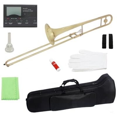 NeuneL Trombón alto, acabado dorado, trombón de tubo en Si bemol, cuerpo de latón for instrumento, interior pulido a mano, adecuado for principiantes y profesionales, bolsa de almacenamiento y kit de limpiez NeuneL Trombón alto, acabado dorado, trombón de tubo en Si bemol, cuerpo de latón for instrumento, interior pulido a mano, adecuado for principiantes y profesionales, bolsa de almacenamiento y kit de limpiez