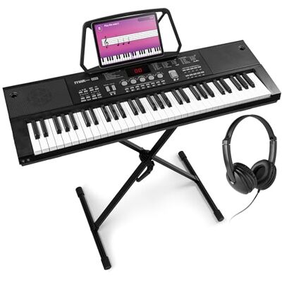 MAX Piano digital de 61 teclas con soporte y auriculares 8 horas de batería con 26 sonidos y 8 percusiones, pantalla LCD y 70 canciones demo, para principiantes ahora mismo MAX Piano digital de 61 teclas con soporte y auriculares 8 horas de batería con 26 sonidos y 8 percusiones, pantalla LCD y 70 canciones demo, para principiantes ahora mismo