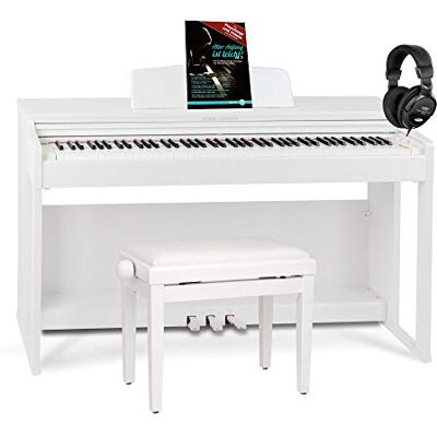 Classic Cantabile Piano digital 88 teclas con acción de martillo Teclado electronico USB/MIDI a host, 128 polifonía, 40 voces Organo musical Set con banqueta y auriculares Blanco mate Classic Cantabile Piano digital 88 teclas con acción de martillo Teclado electronico USB/MIDI a host, 128 polifonía, 40 voces Organo musical Set con banqueta y auriculares Blanco mate