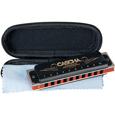 Cascha Armónica profesional de blues, en Do mayor con estuche y paño de limpieza Cascha Armónica profesional de blues, en Do mayor con estuche y paño de limpieza