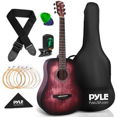 Pyle Kit de Guitarra Acústica para Principiantes Diestro, 1/2, Crimson burst mate Pyle Kit de Guitarra Acústica para Principiantes Diestro, 1/2, Crimson burst mate