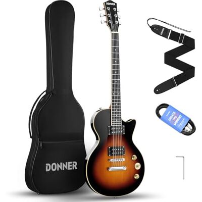Donner Guitarra Eléctrica Tamaño Completo 39 Pulgadas Sunburst con Bolsa, Correa, Cable (DLP-124S) Donner Guitarra Eléctrica Tamaño Completo 39 Pulgadas Sunburst con Bolsa, Correa, Cable (DLP-124S)