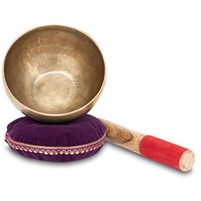 XDrum Omshanti Cuenco Tibetano 13 cm Set Completo, Hecho a mano en India Material: aleación de latón, Diámetro: aprox. 13 cm, Peso: aprox. 500 g, Color: dorado, Cojín, Forma redonda, Diámetro: 11 cm XDrum Omshanti Cuenco Tibetano 13 cm Set Completo, Hecho a mano en India Material: aleación de latón, Diámetro: aprox. 13 cm, Peso: aprox. 500 g, Color: dorado, Cojín, Forma redonda, Diámetro: 11 cm