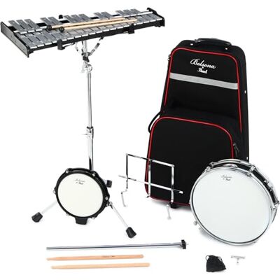 Pearl Kit de percusión educativo para estudiantes con glockenspiel de 32 notas, un redoblante, almohadilla de práctica afinable, estuche con ruedas, baquetas y mazos Pearl Kit de percusión educativo para estudiantes con glockenspiel de 32 notas, un redoblante, almohadilla de práctica afinable, estuche con ruedas, baquetas y mazos