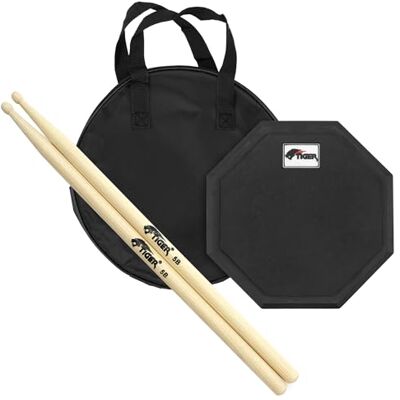 Tiger Drum Almohadilla de práctica con bastones de nogal americano 5B Tiger Drum Almohadilla de práctica con bastones de nogal americano 5B