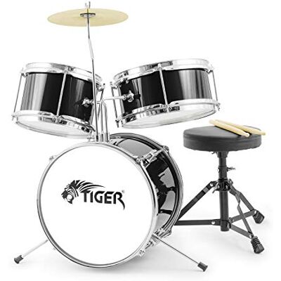 Tiger Batería de 3 piezas, color negro Tiger Batería de 3 piezas, color negro