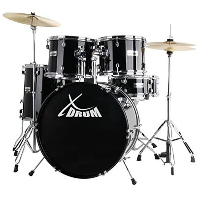 XDrum Semi 20" Studio Batería Midnight Black incl. Escuela, 14" TT Hardware de 5 piezas con doble soporte:, Tamaños de cascos: 20" BD, 14" TT, 14" SD, Configuración STUDIO, 14" caja XDrum Semi 20" Studio Batería Midnight Black incl. Escuela, 14" TT Hardware de 5 piezas con doble soporte:, Tamaños de cascos: 20" BD, 14" TT, 14" SD, Configuración STUDIO, 14" caja