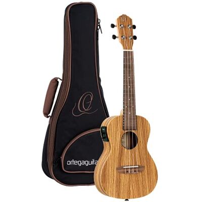 Ortega Guitars Ortega Ukelele tenor, zebrano, 4 cuerdas, con afinador Ortega Guitars Ortega Ukelele tenor, zebrano, 4 cuerdas, con afinador