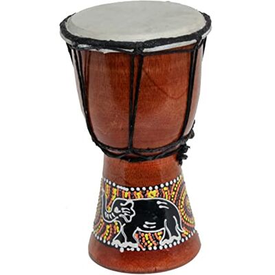 Ciffre 30 cm Djembe tambor de Bongo para niños pintado tabla elefante pintura Ciffre 30 cm Djembe tambor de Bongo para niños pintado tabla elefante pintura