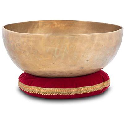 XDrum Omshanti Cuenco Sonoro 39 cm Set incl. Cojín, Hecho a mano en India Material: aleación de latón, Diámetro: aprox. 39 cm, Peso: aprox. 5800 g, Color: dorado, Ideal como base para cuenco tibetano XDrum Omshanti Cuenco Sonoro 39 cm Set incl. Cojín, Hecho a mano en India Material: aleación de latón, Diámetro: aprox. 39 cm, Peso: aprox. 5800 g, Color: dorado, Ideal como base para cuenco tibetano