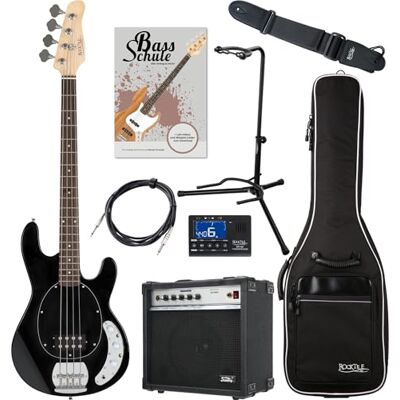 ROCKTILE MB-4 BK Set de Bajo Eléctrico Negro, Número de cuerdas: 4 Cuerpo: Tilo, Mástil: Arce, Diapasón: Technical Ebony, Escala: 34" (86, 4 cm), Ancho de cejuela: 44 mm, 20 trastes, 1x Volume ROCKTILE MB-4 BK Set de Bajo Eléctrico Negro, Número de cuerdas: 4 Cuerpo: Tilo, Mástil: Arce, Diapasón: Technical Ebony, Escala: 34" (86, 4 cm), Ancho de cejuela: 44 mm, 20 trastes, 1x Volume