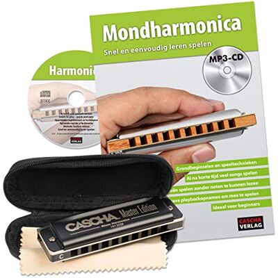 Cascha Juego de armónica educativa, incluye armónica de alta calidad en C mayor, diatónica, para principiantes holandeses, estuche y paño de cuidado, ideal para principiantes y adultos Cascha Juego de armónica educativa, incluye armónica de alta calidad en C mayor, diatónica, para principiantes holandeses, estuche y paño de cuidado, ideal para principiantes y adultos