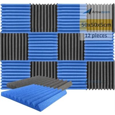 Arrowzoom 12 Piezas Acustico Absorción Sonido Wedge Cuña 50x50x5cm Espuma Acústica Aislamiento Acustico Estudio de Grabación Casas Estudios Azulejos Incombustibles Insonorizados AZ1134 NEGRO & AZUL Arrowzoom 12 Piezas Acustico Absorción Sonido Wedge Cuña 50x50x5cm Espuma Acústica Aislamiento Acustico Estudio de Grabación Casas Estudios Azulejos Incombustibles Insonorizados AZ1134 NEGRO & AZUL