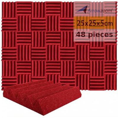 Arrowzoom 48 Piezas Panels Acustico Absorción Sonido Wedge Cuña 25x25x5cm Espuma Acústica Aislamiento Acustico Estudio de Grabación Casas Estudios Azulejos Incombustibles Insonorizados AZ1134 ROJO Arrowzoom 48 Piezas Panels Acustico Absorción Sonido Wedge Cuña 25x25x5cm Espuma Acústica Aislamiento Acustico Estudio de Grabación Casas Estudios Azulejos Incombustibles Insonorizados AZ1134 ROJO