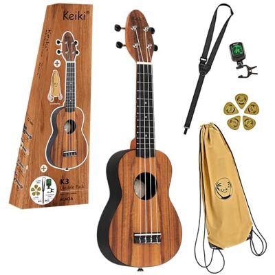 Ortega Guitars Ukelele Soprano Keiki K3 incluye afinador, 5 puas de grosor medio y funda estilo bolsa con cuerdas con logo Keiki acacia, Ortega Guitars Ukelele Soprano Keiki K3 incluye afinador, 5 puas de grosor medio y funda estilo bolsa con cuerdas con logo Keiki acacia,