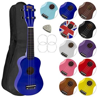 Mad About Tiger SU8 Ukelele soprano en azul, con estuche, púa y cuerdas de repuesto, óptimo para escuelas y principiantes Mad About Tiger SU8 Ukelele soprano en azul, con estuche, púa y cuerdas de repuesto, óptimo para escuelas y principiantes