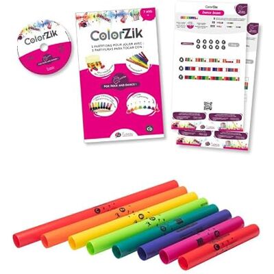 FUZEAU 78348 Lote Colorzik Pop Rock & Dance + Instrumento Partituras coloridas + CD + 8 tubos Boomwhackers Método reproducir música sin solfeo 10 partituras de colores a partir de 7 años FUZEAU 78348 Lote Colorzik Pop Rock & Dance + Instrumento Partituras coloridas + CD + 8 tubos Boomwhackers Método reproducir música sin solfeo 10 partituras de colores a partir de 7 años
