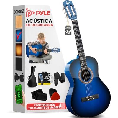 Pyle Kit de Guitarra Acústica para Principiantes Diestro, 3/4, Azul burst brillante Pyle Kit de Guitarra Acústica para Principiantes Diestro, 3/4, Azul burst brillante
