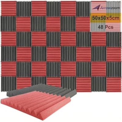 Arrowzoom 48 Piezas Acustico Absorción Sonido Wedge Cuña 50x50x5cm Espuma Acústica Aislamiento Acustico Estudio de Grabación Casas Estudios Azulejos Incombustibles Insonorizados AZ1134 NEGRO & ROJO Arrowzoom 48 Piezas Acustico Absorción Sonido Wedge Cuña 50x50x5cm Espuma Acústica Aislamiento Acustico Estudio de Grabación Casas Estudios Azulejos Incombustibles Insonorizados AZ1134 NEGRO & ROJO