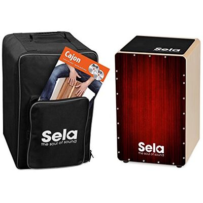 sela SE 128 EN Cajón con mochila, cajón pad y método de cajón en inglés y CD/DVD, color rojo sela SE 128 EN Cajón con mochila, cajón pad y método de cajón en inglés y CD/DVD, color rojo