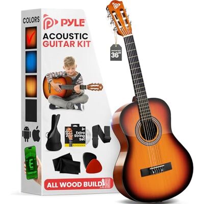 Pyle Kit de Guitarra Acústica para Principiantes Diestro, 3/4, Sun burst Pyle Kit de Guitarra Acústica para Principiantes Diestro, 3/4, Sun burst