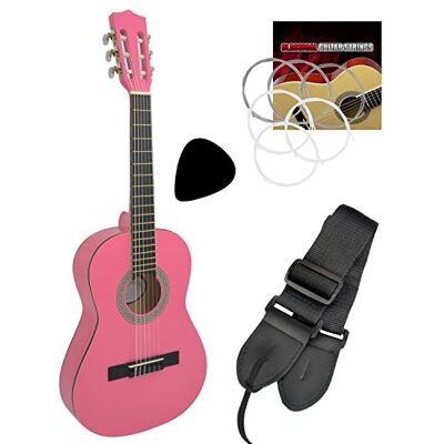 Tiger Guitarra clásica infantil (talla 1/2), color rosa Tiger Guitarra clásica infantil (talla 1/2), color rosa
