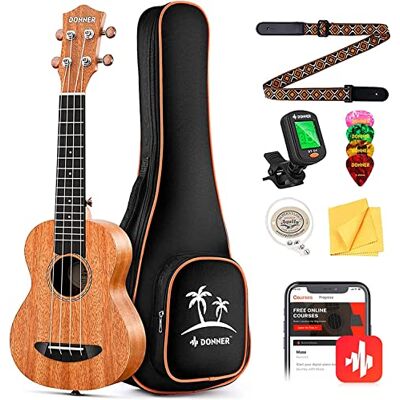 Donner Ukelele de madera de caoba Donner Ukelele de madera de caoba
