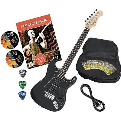 ROCKTILE Pro ST60-BK Guitarra Eléctrica All Black Set con Accesorios Modelo: ST60-BK, Cuerpo: Caoba, Mástil: Arce atornillado, Diapasón de Engineering Wood, Incrustaciones: Dot, 22 trastes jumbo ROCKTILE Pro ST60-BK Guitarra Eléctrica All Black Set con Accesorios Modelo: ST60-BK, Cuerpo: Caoba, Mástil: Arce atornillado, Diapasón de Engineering Wood, Incrustaciones: Dot, 22 trastes jumbo