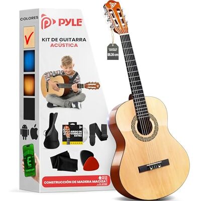Pyle Kit de Guitarra Acústica para Principiantes 1/2, Fresno natural Pyle Kit de Guitarra Acústica para Principiantes 1/2, Fresno natural