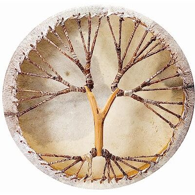 Terré Mysevendo Tambor de piel de cabra (50 cm de diámetro, con mango en forma de árbol, incluye bastón) Terré Mysevendo Tambor de piel de cabra (50 cm de diámetro, con mango en forma de árbol, incluye bastón)