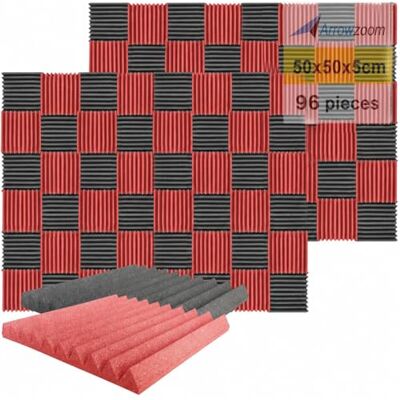 Arrowzoom 96 Piezas Acustico Absorción Sonido Wedge Cuña 50x50x5cm Espuma Acústica Aislamiento Acustico Estudio de Grabación Casas Estudios Azulejos Incombustibles Insonorizados AZ1134 NEGRO & ROJO Arrowzoom 96 Piezas Acustico Absorción Sonido Wedge Cuña 50x50x5cm Espuma Acústica Aislamiento Acustico Estudio de Grabación Casas Estudios Azulejos Incombustibles Insonorizados AZ1134 NEGRO & ROJO